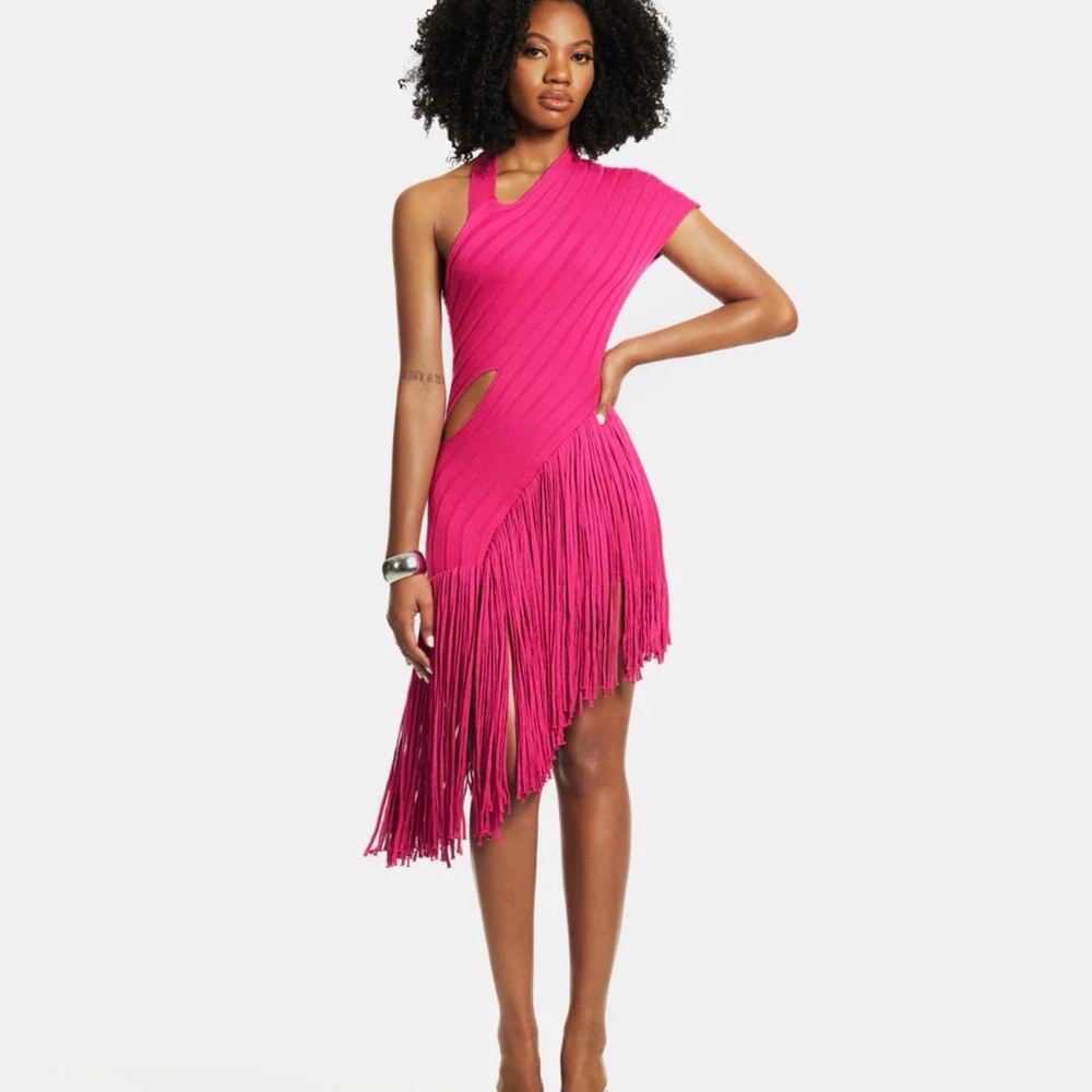 HANIFA LEA KNIT FRINGE DRESS